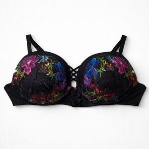 Torrid 4X Black Bra with Colorful Floral Design
